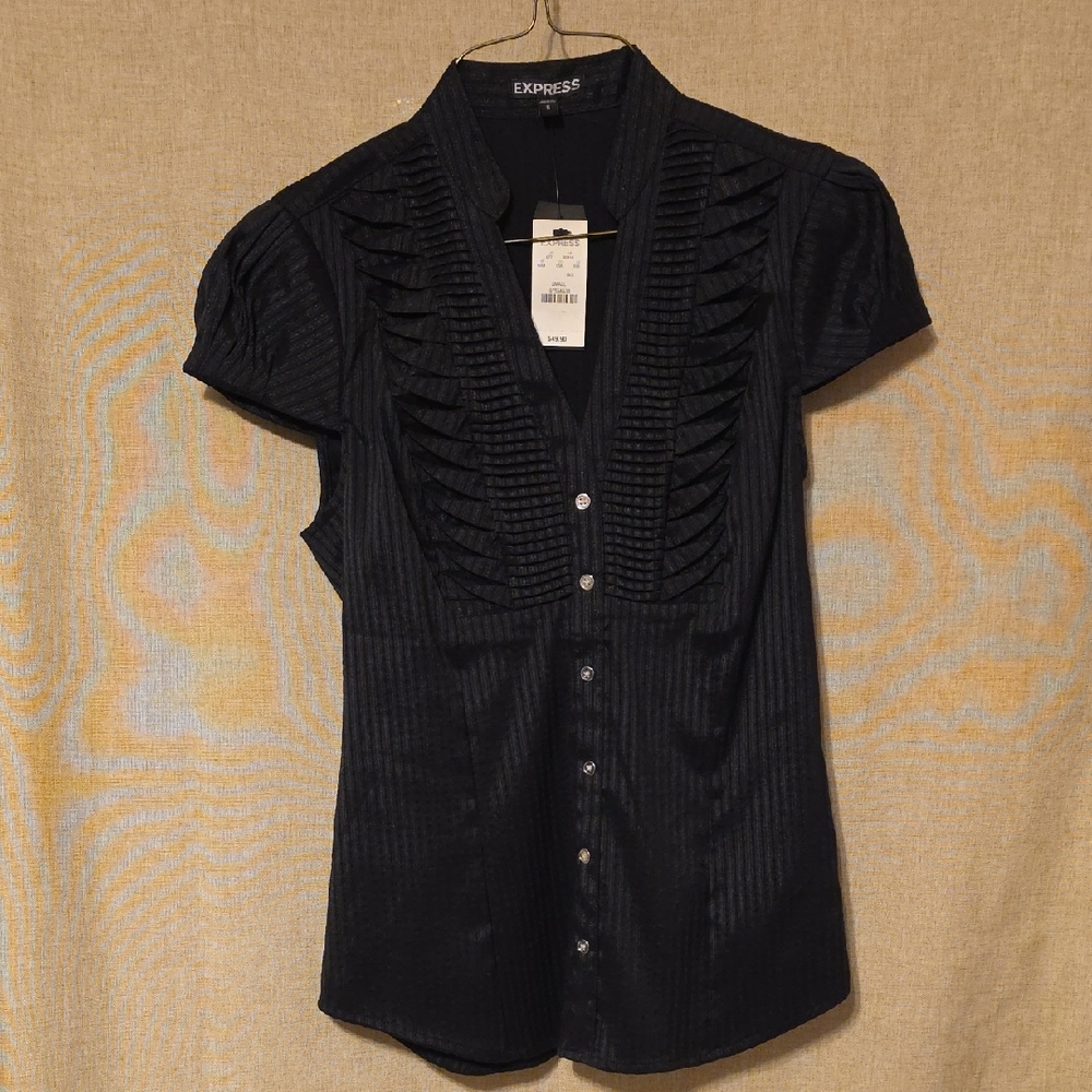 Express Black Pleated Women's Blouse